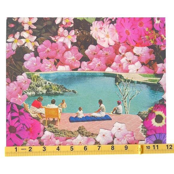 Floral Poolside Collage Fine Art Print – 12x16 Modern Vintage Wall Art Poster - Picture 5 of 7